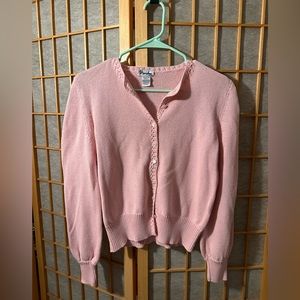Vintage Pink Cotton Cardigan, size small